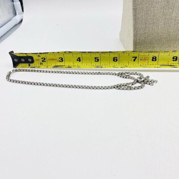 D'VERS NY Rhinestone Swag Bow Necklace Silver Tone Glam Bling Sparkle Holiday - Picture 9 of 10